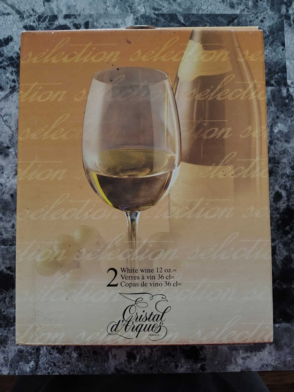Cristal d'Arques White Wine Glasses - Set of 2 - Golden Tint